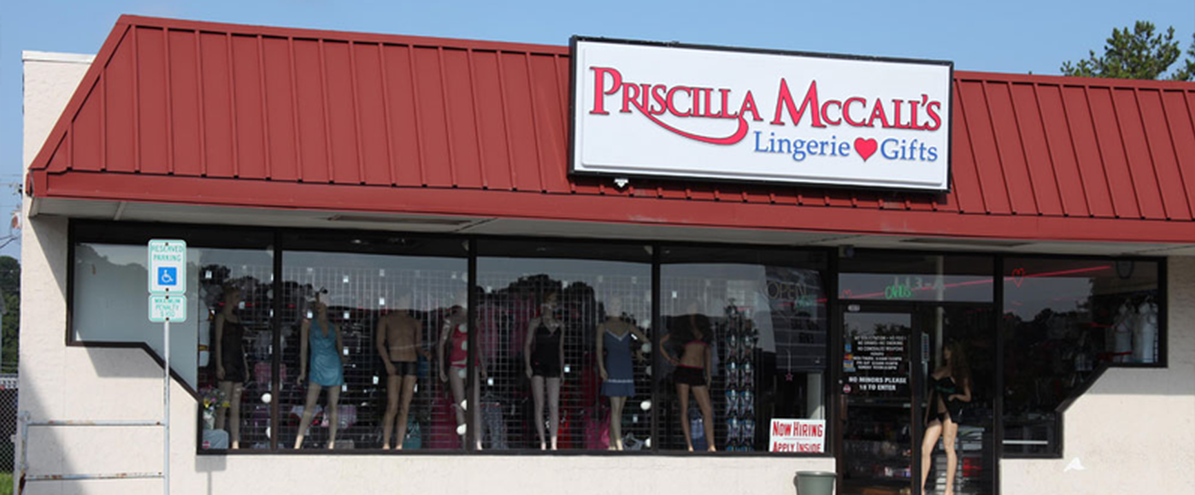 Priscilla McCall’s storefront in Jacksonville, NC on Western Boulevard.